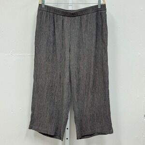 Soft Surroundings XL Grey Textured Wide Leg Palazzo Cropped Pull On Pants 2AY89